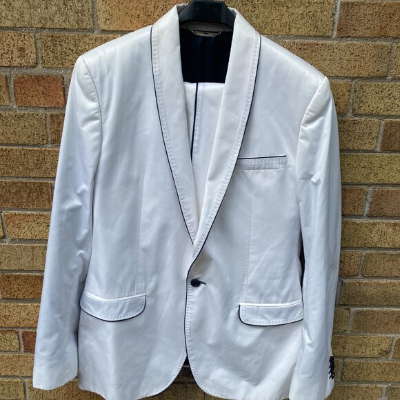 Dolce & Gabbana White Tuxedo Suit Jacket Wedding Suit & Pants Size 44R Size 36W - Picture 3 of 16